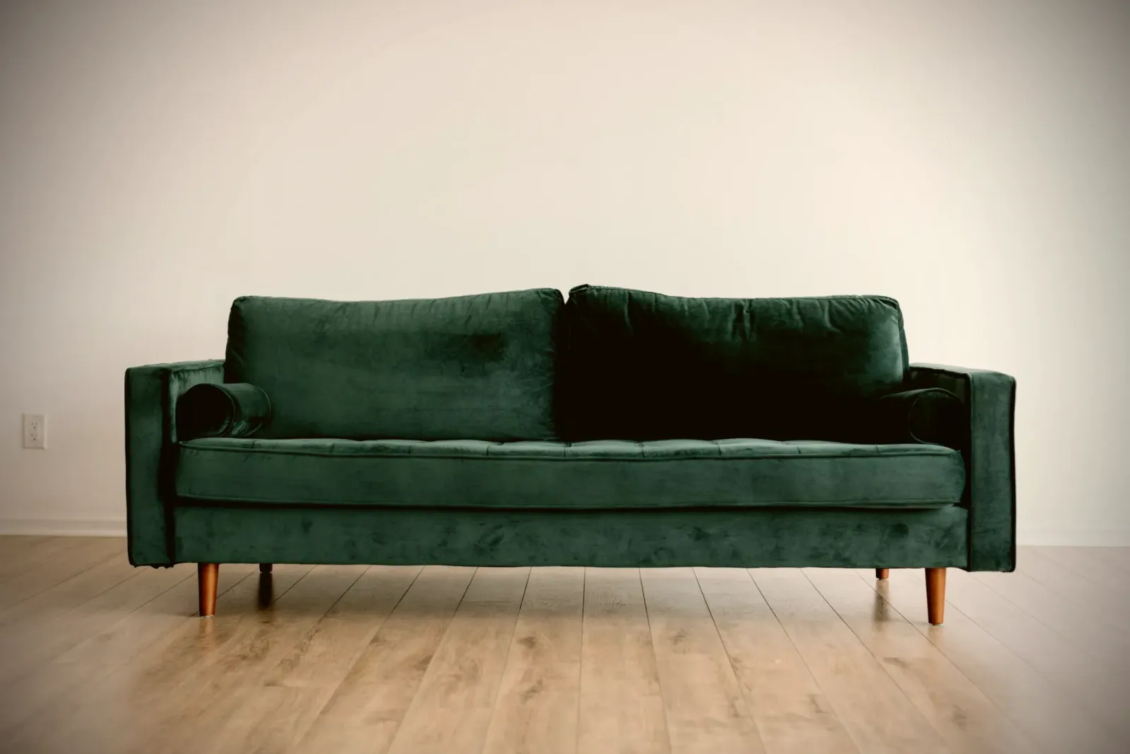 Velvet three-seat sofa