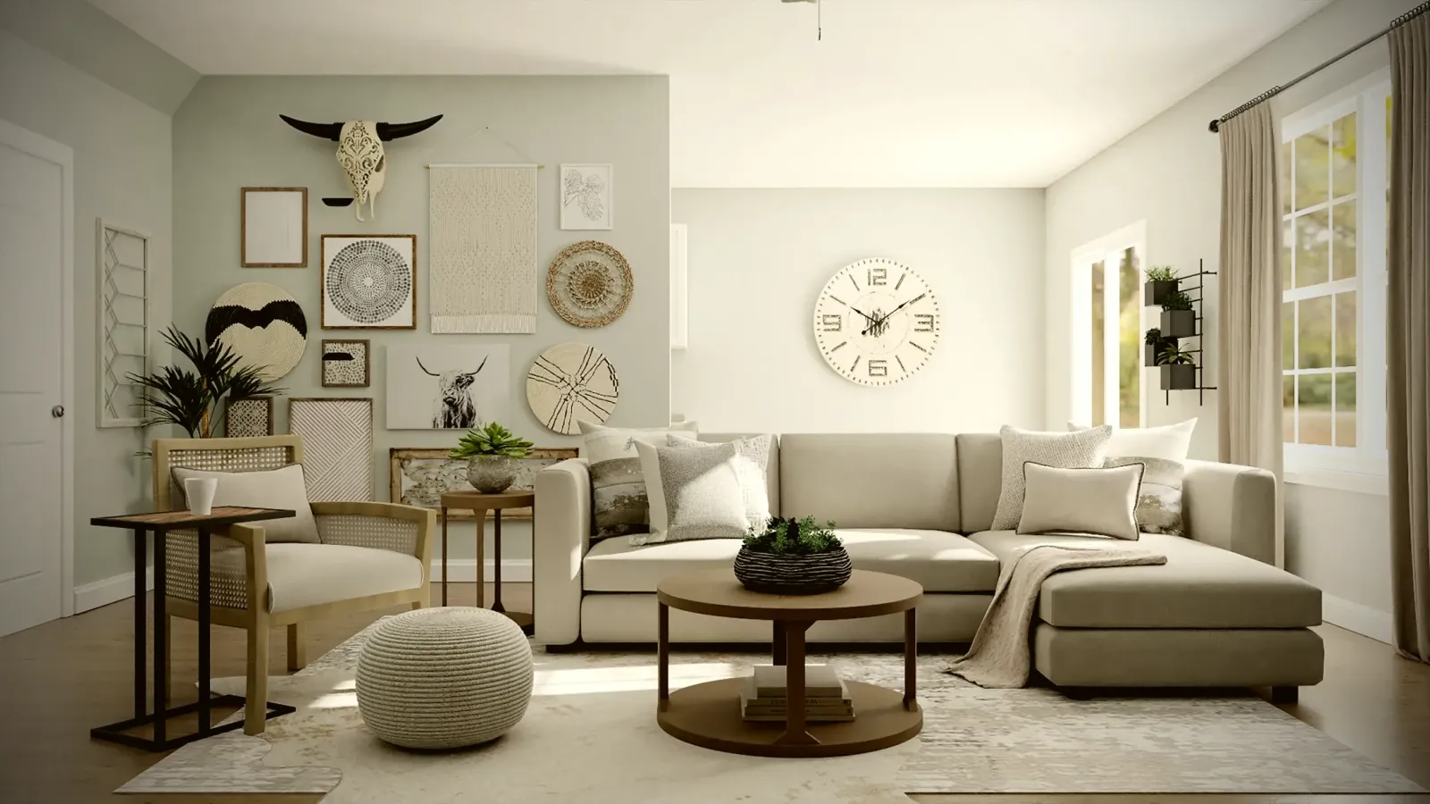 Living room with a made-to-measure L-shaped sofa